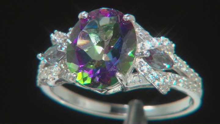 Green Mystic Topaz(R) Rhodium Over Sterling Silver Ring. 4.35ctw Video Thumbnail