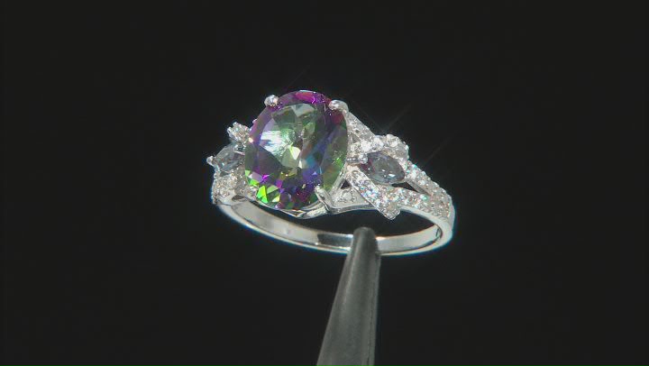 Green Mystic Topaz(R) Rhodium Over Sterling Silver Ring. 4.35ctw Video Thumbnail