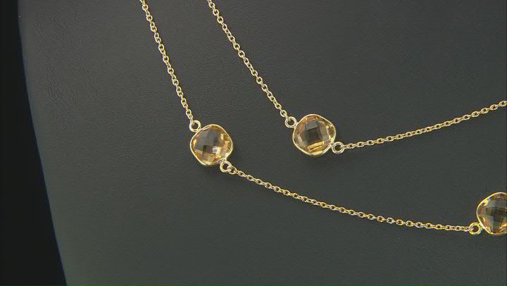 Yellow Citrine 18K Yellow Gold Over Sterling Silver Station Necklace 25.50ctw Video Thumbnail