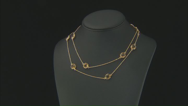 Yellow Citrine 18K Yellow Gold Over Sterling Silver Station Necklace 25.50ctw Video Thumbnail