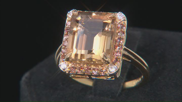 Brown Champagne Quartz 18k Yellow Gold Over Silver Ring 5.14ctw Video Thumbnail