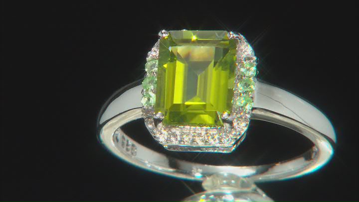 Green Manchurian Peridot(TM) Rhodium Over Silver Ring 1.75ctw Video Thumbnail