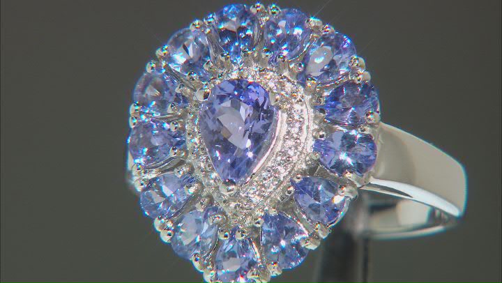 Blue Tanzanite With White Zircon Rhodium Over Sterling Silver Ring 2.65ctw Video Thumbnail