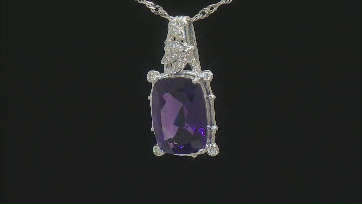 Purple Amethyst Rhodium Over Sterling Silver Pendant With Chain 5.70ctw Video Thumbnail