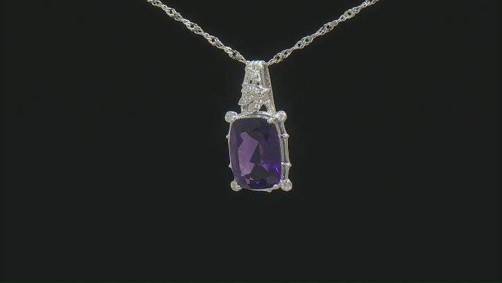 Purple Amethyst Rhodium Over Sterling Silver Pendant With Chain 5.70ctw Video Thumbnail