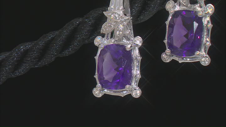 Purple Amethyst Rhodium Over Sterling Silver Earrings 3.63ctw Video Thumbnail