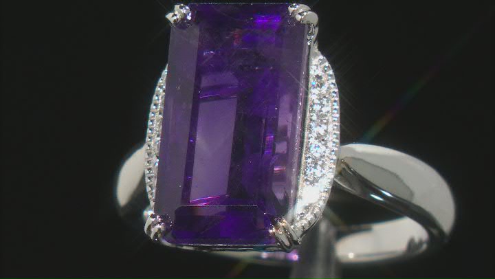 Purple Amethyst Rhodium Over Sterling Silver Ring 7.35ctw Video Thumbnail