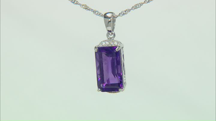 Purple Amethyst Rhodium Over Sterling Silver Pendant With Chain 6.70ctw Video Thumbnail