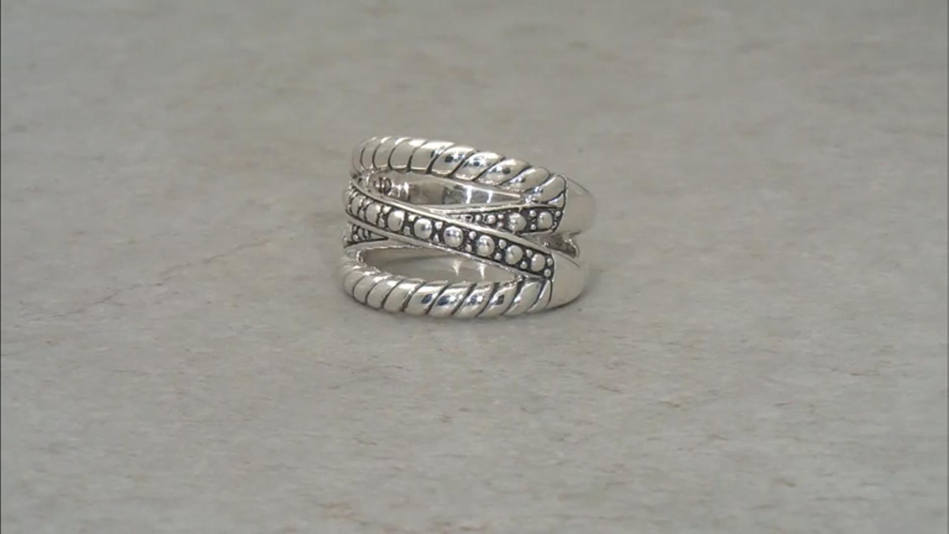 Sterling Silver Crossover Textured Ring Video Thumbnail