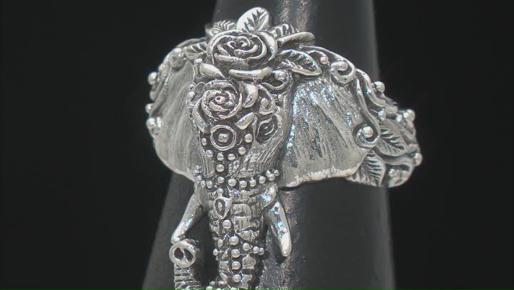 Sterling Silver Textured Elephant Head Ring Video Thumbnail