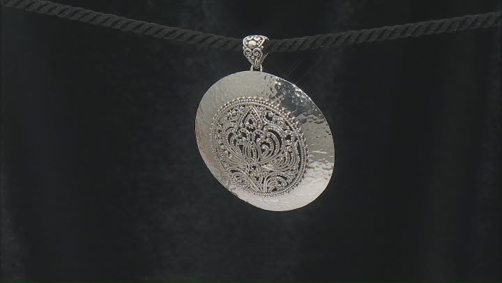 Sterling Silver Filigree Hammered Statement Pendant Video Thumbnail
