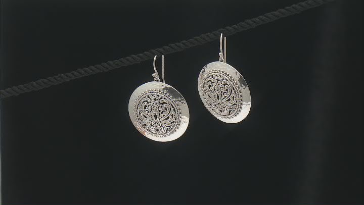 Sterling Silver Filigree & Hammered Statement Earrings Video Thumbnail
