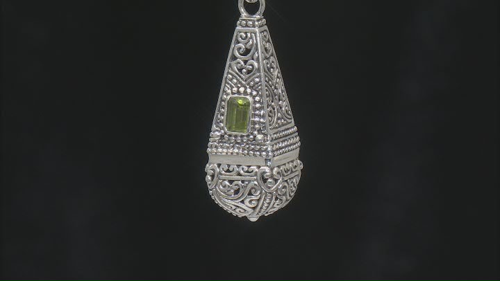 Peridot Sterling Silver Textured Solitaire Pendant 0.54ct Video Thumbnail
