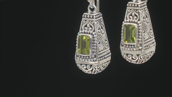 Peridot Sterling Silver Textured Earrings 1.08ctw Video Thumbnail