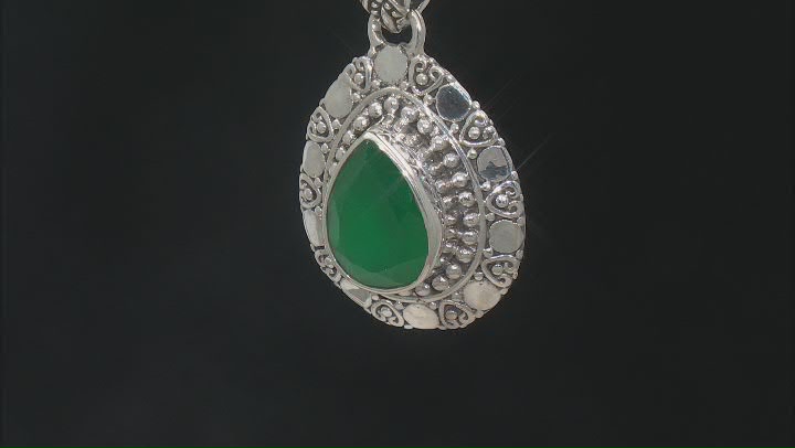Green Onyx Sterling Silver Textured Pendant 3.37ct Video Thumbnail