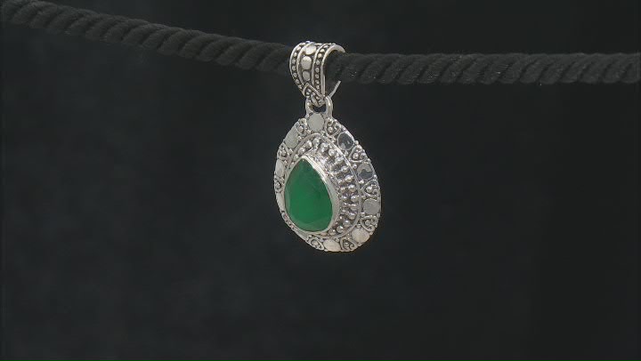 Green Onyx Sterling Silver Textured Pendant 3.37ct Video Thumbnail