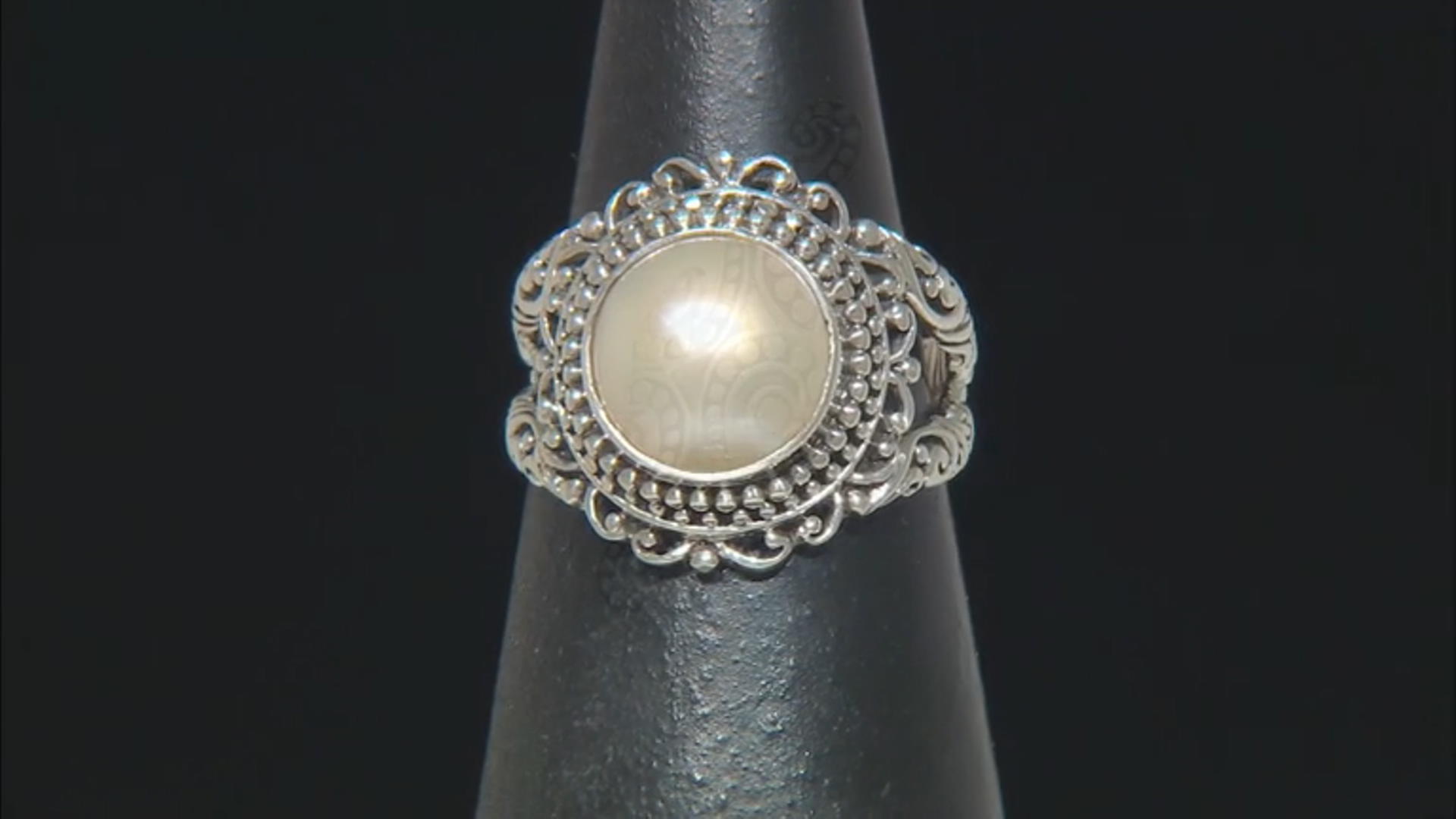 Sterling Silver Beaded Swirl Statement Ring Video Thumbnail