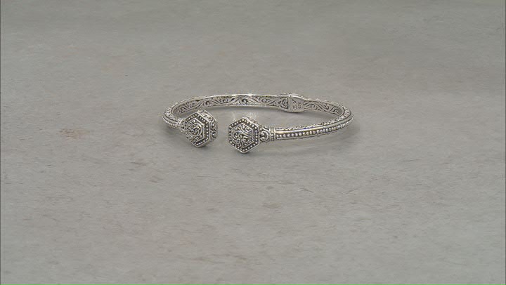Sterling Silver Beaded & Filigree Hinged Cuff Bracelet Video Thumbnail
