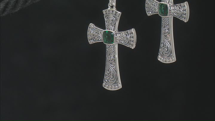 Green Quartz Sterling Silver Cross Earrings 0.98ctw Video Thumbnail