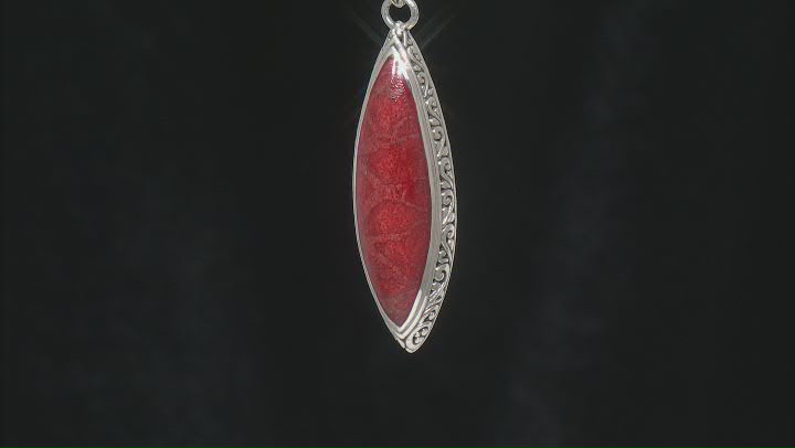 12x45mm Coral Sterling Silver Elongated Pendant Video Thumbnail