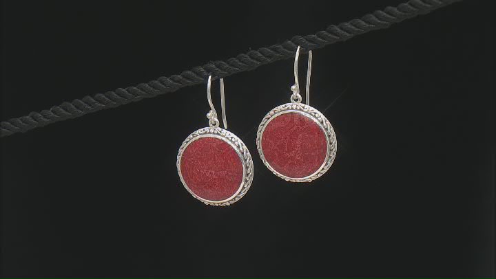 20mm Coral Sterling Silver Round Earrings Video Thumbnail