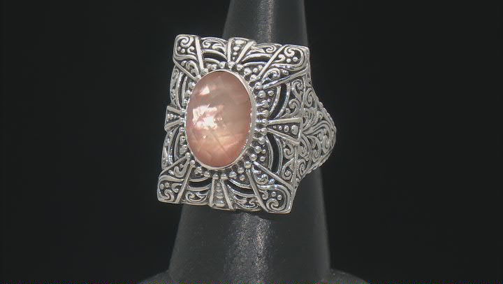 Peach Morganite Color Quartz Doublet Sterling Silver Ring 5.04ct Video Thumbnail