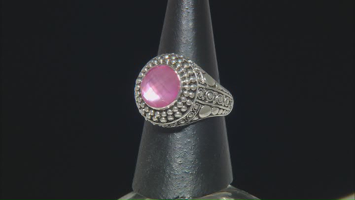 Pink Mother-Of-Pearl Quartz Doublet Sterling Silver Ring Video Thumbnail