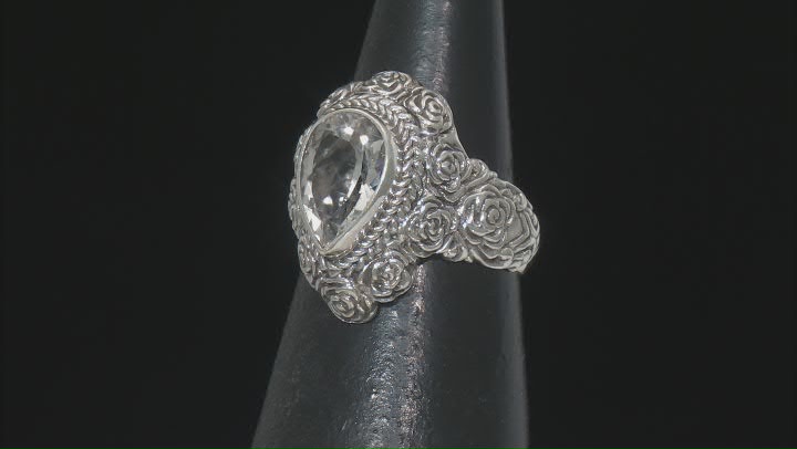 White Topaz Sterling Silver Rose Ring 2.47ct Video Thumbnail
