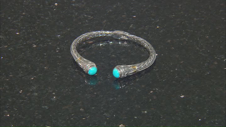 Turquoise Sterling Silver With 18K Yellow Gold Accent Cuff Bracelet Video Thumbnail