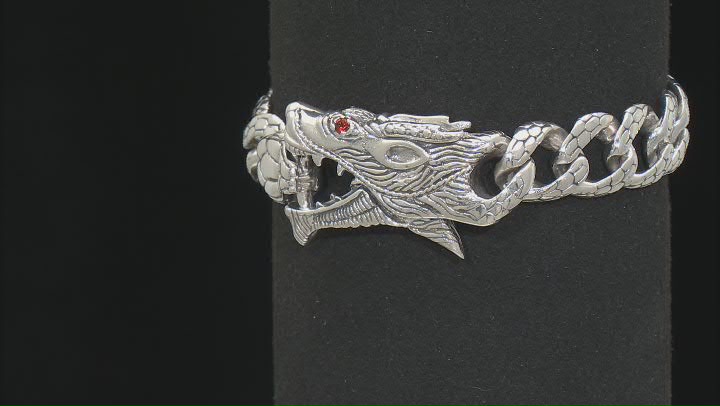 Red Garnet Sterling Silver Dragon Bracelet .012ctw Video Thumbnail
