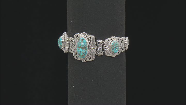 Blue Mohave Turquoise Sterling Silver Station Bracelet Video Thumbnail