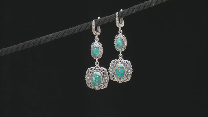 12x8mm & 10x6mm Blue Mohave Turquoise Sterling Silver Earrings Video Thumbnail