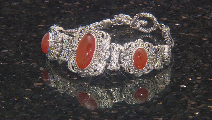 Carnelian Sterling Silver Station Bracelet Video Thumbnail