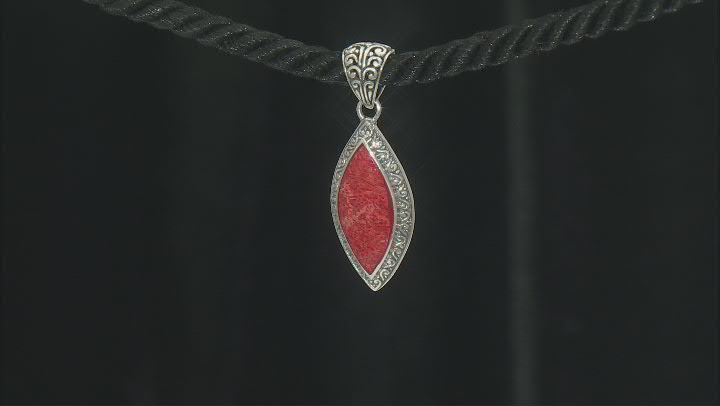 24x11mm Red Indonesian Coral Sterling Silver Pendant Video Thumbnail