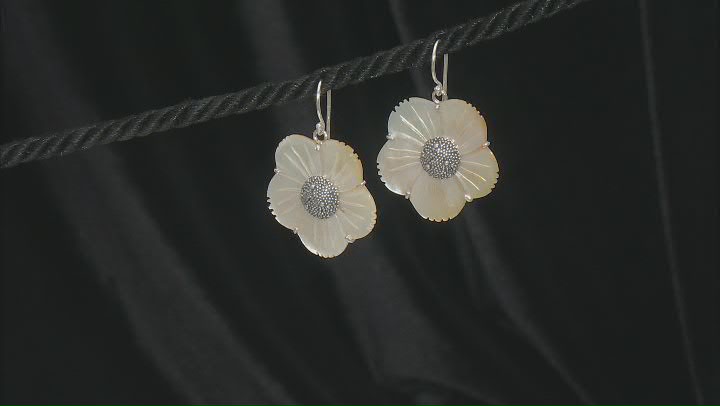 Yellow Mother-of-Pearl Sterling Silver Flower Earrings Video Thumbnail