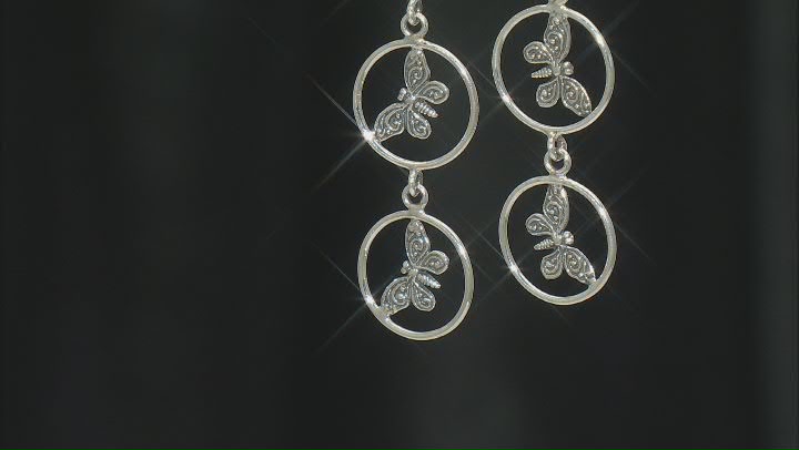 Sterling Silver Butterfly Dangle Earrings Video Thumbnail