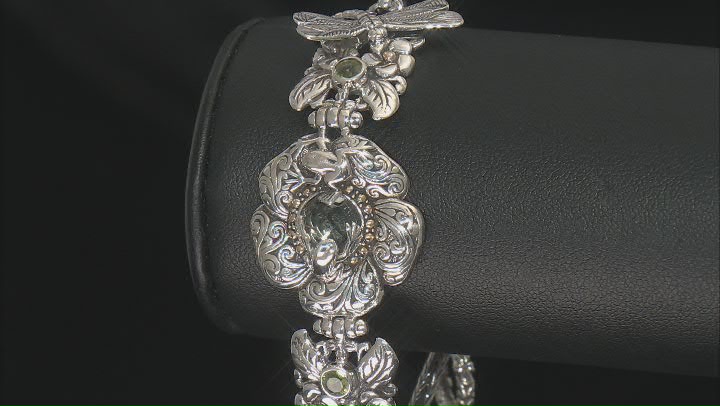 Prasiolite & Peridot Sterling Silver With 18K Gold Accents Frog & Dragonfly Motif Bracelet 2.76ctw Video Thumbnail