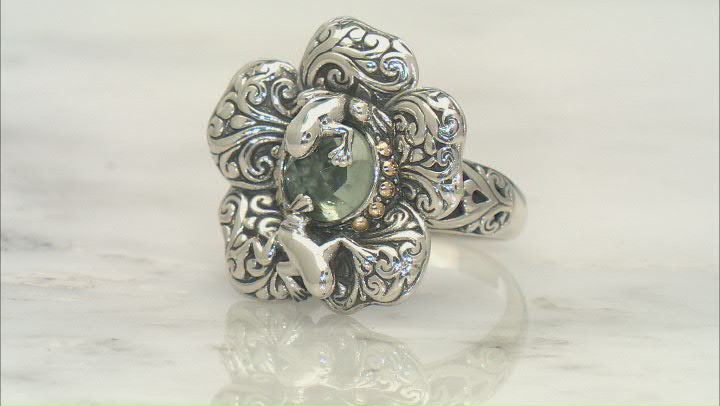 Prasiolite Sterling Silver With 18K Yellow Gold Accents Frog Ring 2.20ct Video Thumbnail