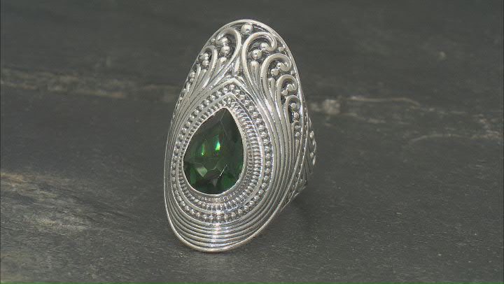 Green Quartz Sterling Silver Scroll Design Solitaire Ring 3.00ct Video Thumbnail