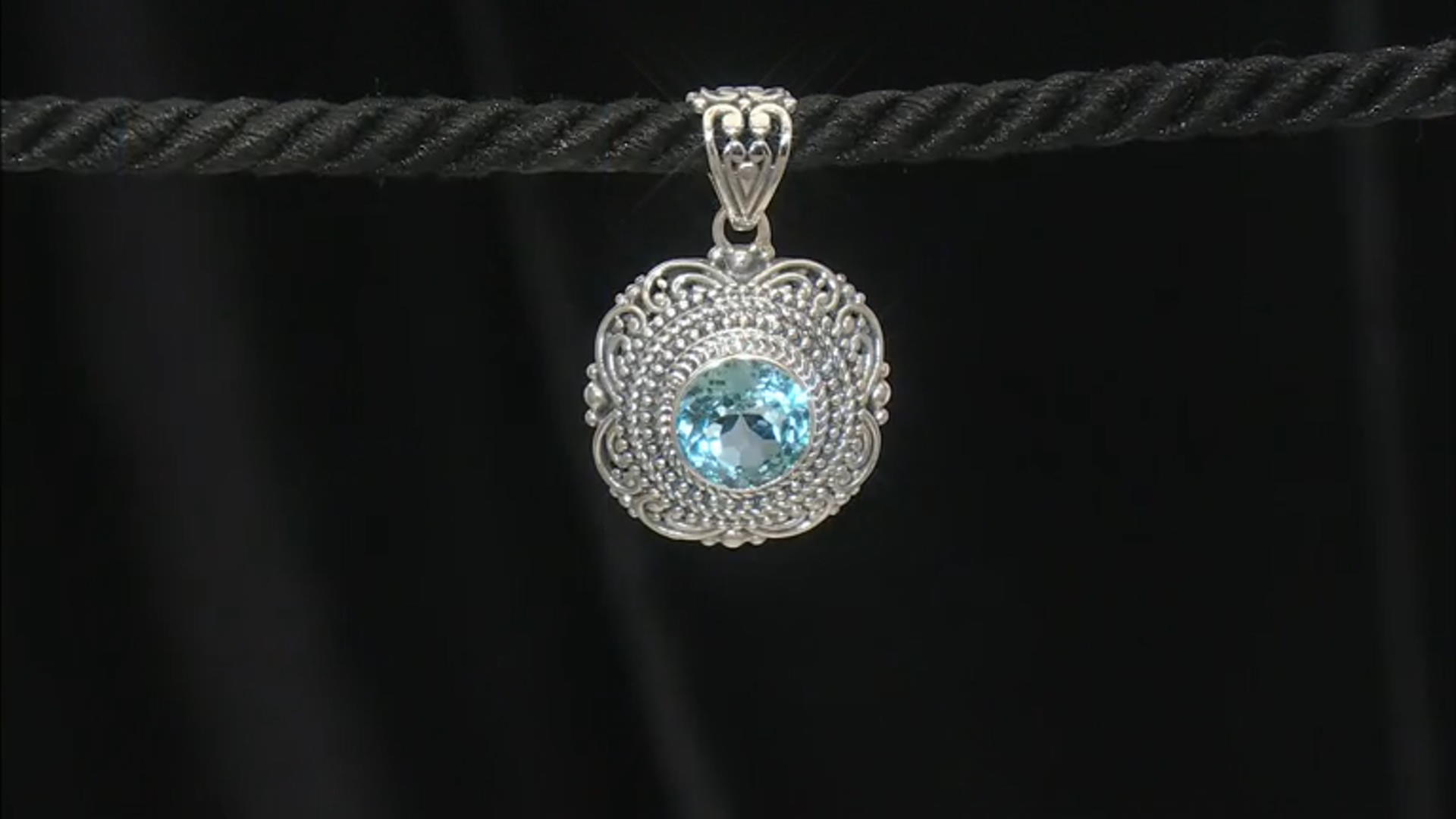 Sky Blue Topaz Sterling Silver Beaded Pendant 4.00ct Video Thumbnail