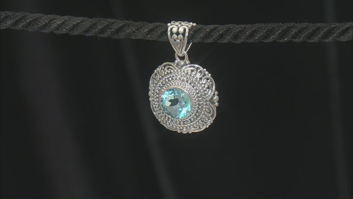 Sky Blue Topaz Sterling Silver Beaded Pendant 4.00ct Video Thumbnail