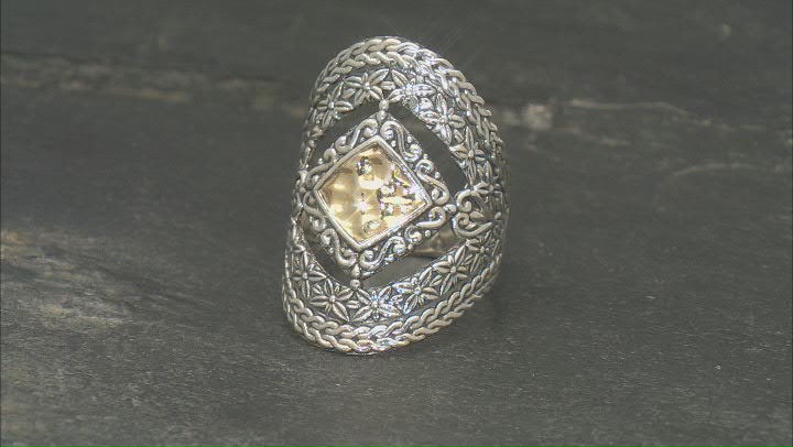 Sterling Silver & 18K Yellow Gold Statement Floral Ring Video Thumbnail