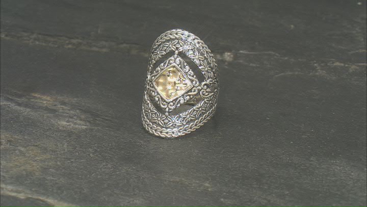 Sterling Silver & 18K Yellow Gold Statement Floral Ring Video Thumbnail