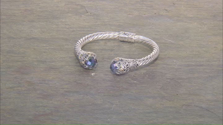 Magic Blue™ Quartz Sterling Silver & 18K Gold Accents Cuff Bracelet 5.60ctw Video Thumbnail