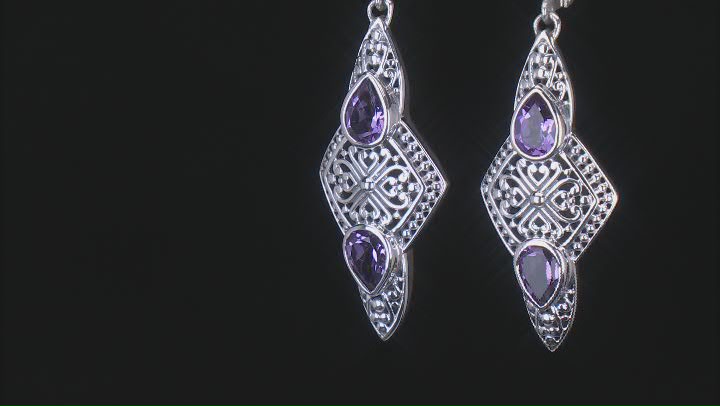 Amethyst Sterling Silver Dangle Earrings 1.68ctw Video Thumbnail