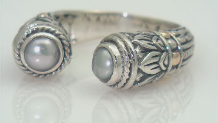Silver Cultured Freshwater Pearl Sterling Silver Cuff Ring 4.5-5mm Video Thumbnail