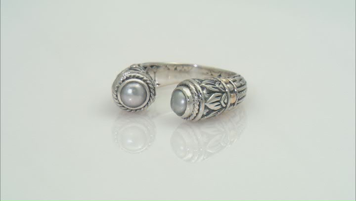 Silver Cultured Freshwater Pearl Sterling Silver Cuff Ring 4.5-5mm Video Thumbnail