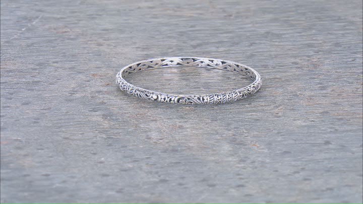 Sterling Silver Filigree Bangle Bracelet Video Thumbnail