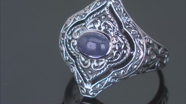 Tanzanite Sterling Silver Ring 6x4mm Video Thumbnail