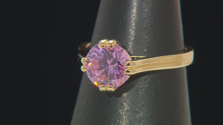Pink Cubic Zirconia 18K Yellow Gold Over Sterling Silver Ring 3.47ctw Video Thumbnail